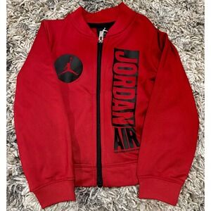 Boy's Air Jordan 2T Red And Black Zip Up‎ Hoodie